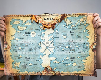 Anime One Piece World Map, Canvas Map, World Map, Canvas Scroll, TableTop Gift, Anime Gift, Wall Art, Canvas Gift, Anime Fans, FanArt