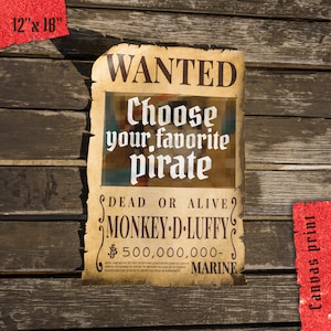 Póster de One Piece "Se busca", lienzo de 30 x 45 cm, póster de recompensa, rollo de lienzo, regalo de mesa, regalo de anime, arte de pared, regalo de lienzo, fan art