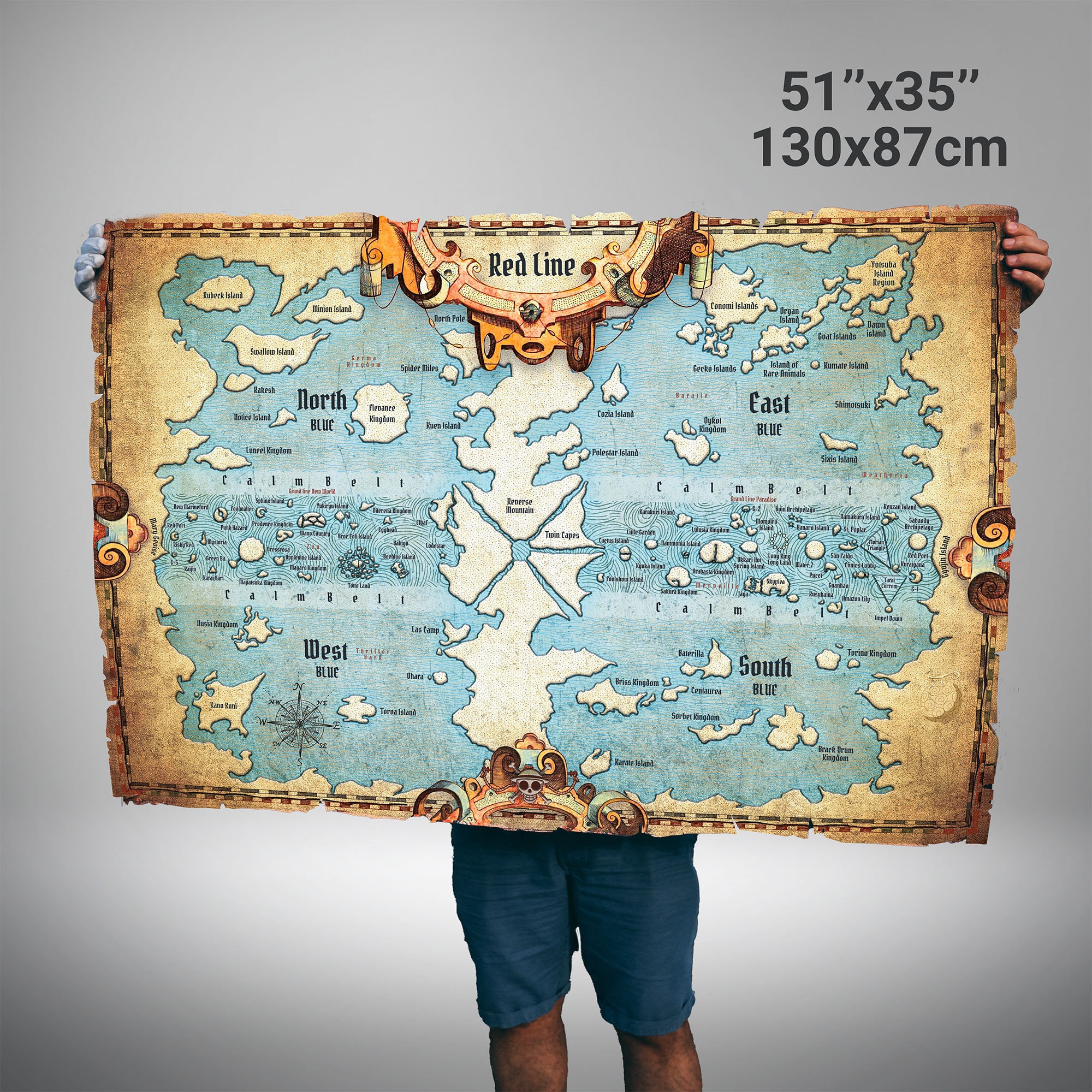 One Piece World Cloth Map Scroll - Inspired by One Piece - Geekify Inc