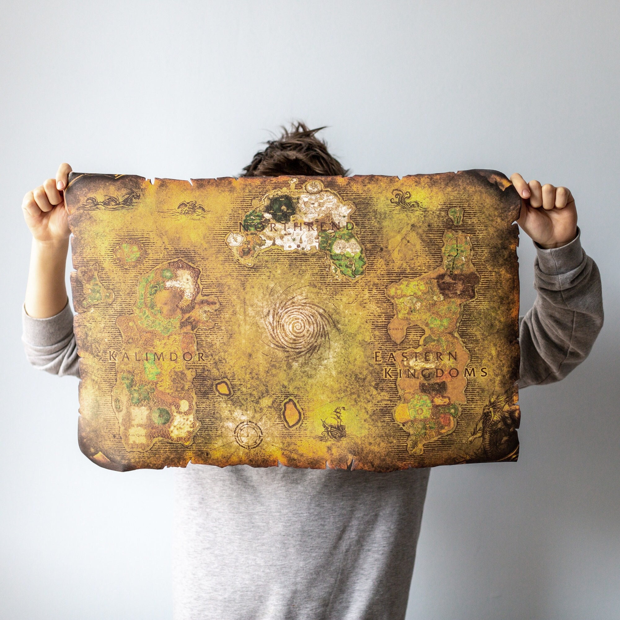 World of Warcraft, Map, World Map, Canvas, Scroll, WallArt, TableTop, Gift, WOTLK, Wrath of the LichKing, Azeroth, UV print