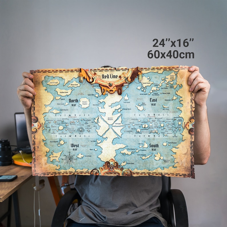 Carte du monde en une pièce, carte du monde, carte du monde, toile parchemin, cadeau de table, cadeau anime, art mural, cadeau toile, fans de dessins animés, fanart image 2