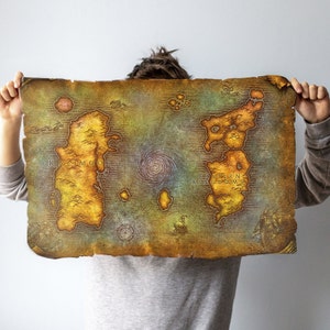 World of Warcraft, WOW Classic, vanille, kaart, wereldkaart, canvas, scroll, muurkunst, tafelblad, cadeau, Azeroth, UV-print