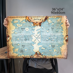 Anime One Piece World Map, Canvas Map, World Map, Canvas Scroll, TableTop Gift, Anime Gift, Wall Art, Canvas Gift, Anime Fans, FanArt image 4