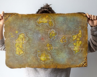 World of Warcraft, Map, World Map, Canvas, Scroll, WallArt, TableTop, Gift, Battle for Azeroth, Azeroth, UV print