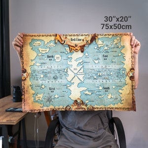 Anime One Piece World Map, Canvas Map, World Map, Canvas Scroll, TableTop Gift, Anime Gift, Wall Art, Canvas Gift, Anime Fans, FanArt image 3