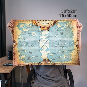 Anime One Piece World Map, Canvas Map, World Map, Canvas Scroll, TableTop Gift, Anime Gift, Wall Art, Canvas Gift, Anime Fans, FanArt image 3