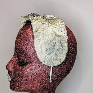 Silver Shimmer Lace Fascinator: Floral Wide Headband