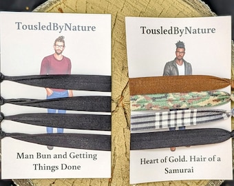 Dude Hair Ties Set: Matte Elastic, Man Bun - Hair of a Samurai