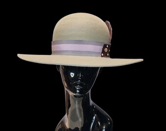 Grace Hats Fedora Black Wool Felt Purple Grosgrain Ribbon  display picture 1