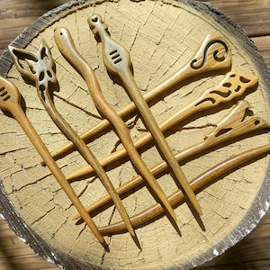 Sandalwood Hair Sticks: 7&quot; Elegant Updo Accessory
