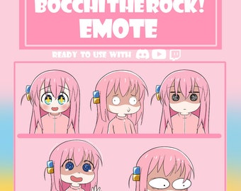 Bocchi the Rock! Emotes de anime / Pegatinas PNG para Twitch y Discord (Descarga digital)
