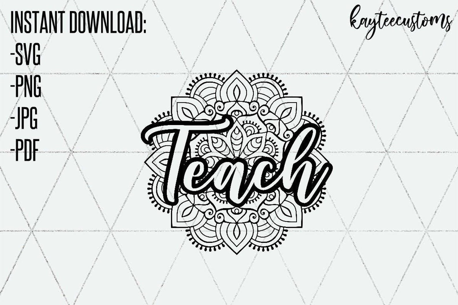 Download Teach Mandala SVG/ Teacher SVG & PNG Instant Download / | Etsy
