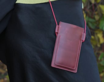Bolsa de teléfono delgada bolsa móvil funda de teléfono celular cuero púrpura Apple Smartphone cubierta regalo para su bolso de mensajero crossbody de embrague móvil