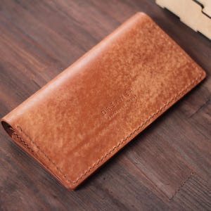 Lange Brieftasche Leder Benutzerdefinierte Braun Minimalist Geldklammer Personalisierte schlanke Kreditkarte Stilvolles Geschenk für Männer Vatertag Elegante lange Brieftasche