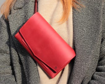 Leder Umhängetasche: Minimalistische Gürteltasche, personalisierte Handytasche