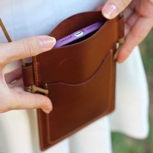 Slim Leather Crossbody Phone Bag: Personalized Minimalist Cell Phone Purse image 13