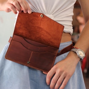 Leather Belt Bag: Slim Crossbody Phone Wallet, Minimalist Small Fanny Pack