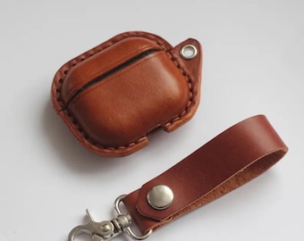 AirPods Leather Case with Strap: Monogrammed Personalized AirPods Cover