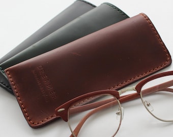 Personalized Leather Glasses Case: Slim Sunglasses Pouch, Handmade