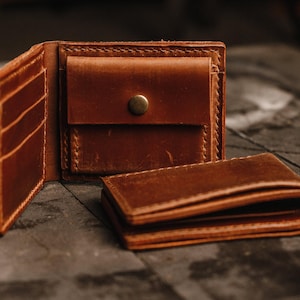 Herren Leder Bifold Brieftasche Braun schlanke minimalistische benutzerdefinierte Brieftasche, Vatertagsgeschenk