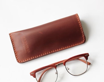 Handmade Crazy Horse Leather Glasses Case: Slim Eyeglasses Holder