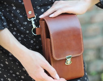 Leather Phone Crossbody Bag Small Cell Phone Purse Slim Fanny Pack Gift