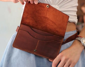 Leather Belt Bag Crossbody Women Canvas Fanny Pack Waist Phone Purse Brown Christmas Custom Gift Small Travel Pouch Stylish Accessory