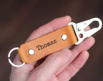 Leather Keychain, Custom Key Military Long, Accessory,Personalised Leather Keyring Keychain Key Fob , Gift for Her Him, Personalised Gift