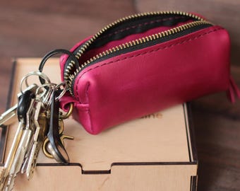 Cartera de cuero para llaves: organizador de llaves personalizado, llavero largo con cremallera