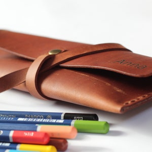 Personalized Leather Pencil Case,  Pen Case Roll, Pencil Roll, Pencil Case, Leather Pen Case, Brown Pencil Case, Brown Pen Case