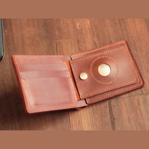 Airtag Wallet Leather Money Clip Minimalist Wallet for Men Custom Personalized Wallet with Airtag Holder Stylish Slim Pouch Gift for Him
