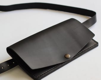 Leather Belt Bag Women’s Crossbody Purse Stylish Waist Bag Black Brown Phone Pouch Minimalist Belt Purse Trendy Handbag Personalized Pouch