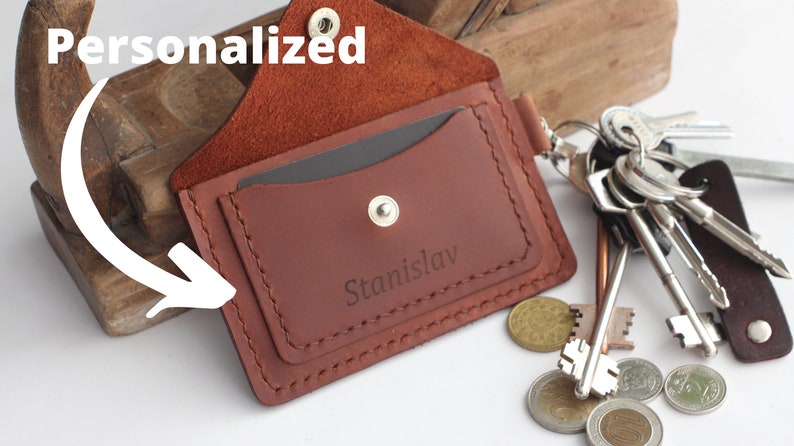 Keychain Wallet, Leather Keychain Card Holder, Personalised Keyring Wallet, Wallet Keychain, Leather Coin Purse, Card Holder Keychain image 2