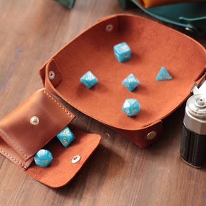 Leather Dice Tray & Catchall: Foldable Tabletop Organizer, Personalized Gamer Gift