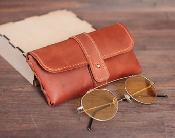 Leather glasses case, Eyeglass Case, Reading Glasses Case, Glasses Case Hard Leather Glasses Box, Case for glasses, Gift glasses Case