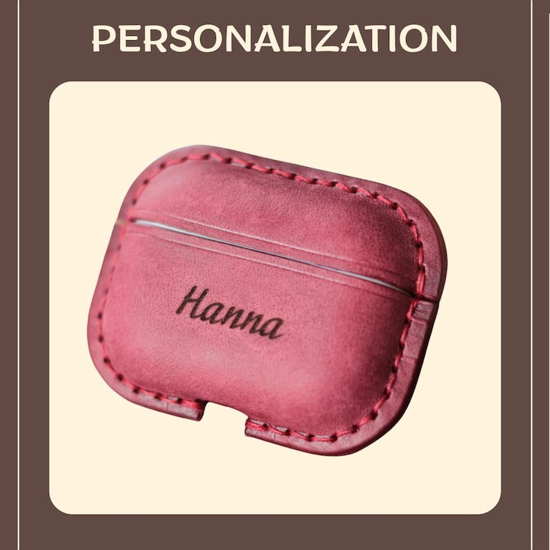 Leather AirPods Case Personalized: Monogrammed Italian Leather Cover image 3