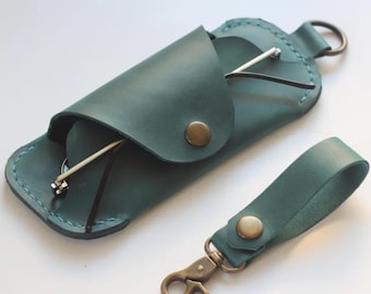 Estuche de cuero hecho a mano para gafas: soporte delgado para gafas