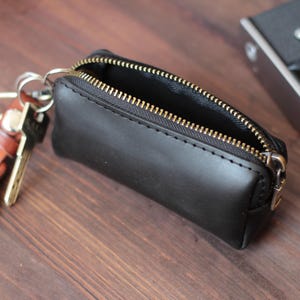 Leather Keychain Wallet Zipper Pouch Key Holder Small Leather Wallet Custom Key Pouch Minimalist Keychain Wallet for Men Gift for Couple
