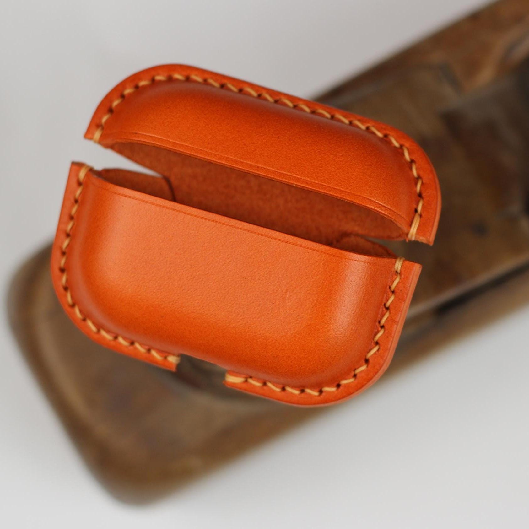 Leather Airpods Pro Case Orange Leather Case For AirPods Pro