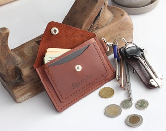 Porte-clés porte-clés, porte-cartes en cuir, porte-clés personnalisé, porte-clés portefeuille, porte-monnaie en cuir, porte-clés porte-cartes
