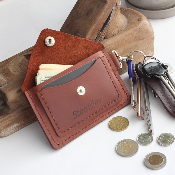 Porte-clés porte-clés, porte-cartes en cuir, porte-clés personnalisé, porte-clés portefeuille, porte-monnaie en cuir, porte-clés porte-cartes
