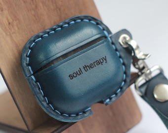 Personalized Leather Airpod Case: Monogrammed Airpods Pro Cover with Key Ring