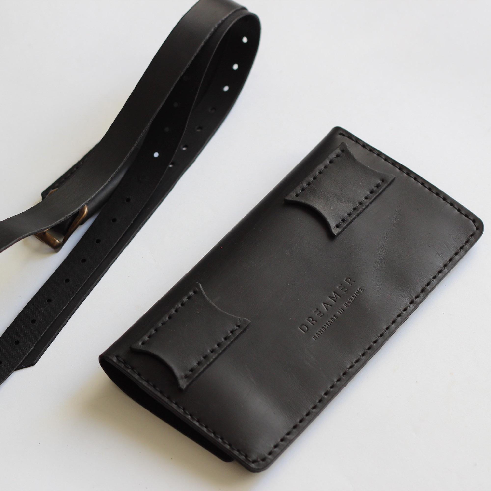 レザーベルトバッグ ハンドメイド クレイジーホース：クロスボディ 