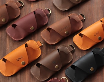 Leather Glasses Case: Slim Sunglass Pouch, Travel Eyeglass Holder, Personalized Gift