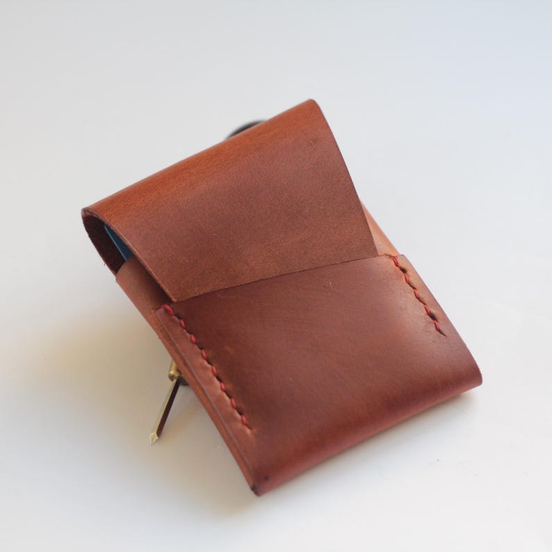Leather Card Wallet: Slim Minimalist Business Card Holder Brown Custom Personalized Gift for Men image 1