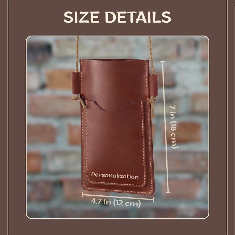 Bolso bandolera de piel para teléfono: Monedero marrón para smartphone, estuche minimalista para móvil, regalo para el Día de la Madre imagen 3