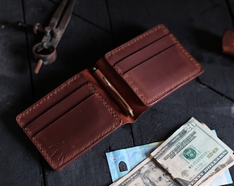 Personalisierte Brieftasche, Leder Geldklammer Brieftasche, schlanke Brieftasche, Herren Brieftasche, Minimalistische Leder Brieftasche, Kreditkarten Brieftasche | Geschenk für Papa