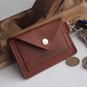 Schlüsselanhänger Brieftasche Leder Kartenhalter Personalisierter Schlüsselbund Münze Brieftasche Benutzerdefinierte Schlanke Kreditkartenhalter Weihnachtsgeschenk für Ihn Schlüssel Brieftasche