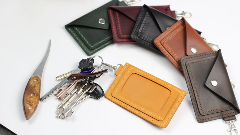 Keychain Wallet, Leather Keychain Card Holder, Personalised Keyring Wallet, Wallet Keychain, Leather Coin Purse, Card Holder Keychain image 4