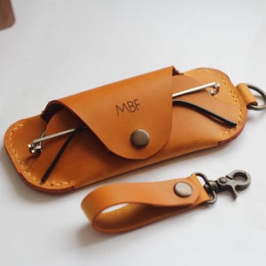 Leather Glasses Case: Custom Slim Sunglasses Holder with Keychain